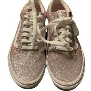 Vans Old Skool Pink Glitter Sneakers Women’s 7 NWOT Rose Gold Sparkle